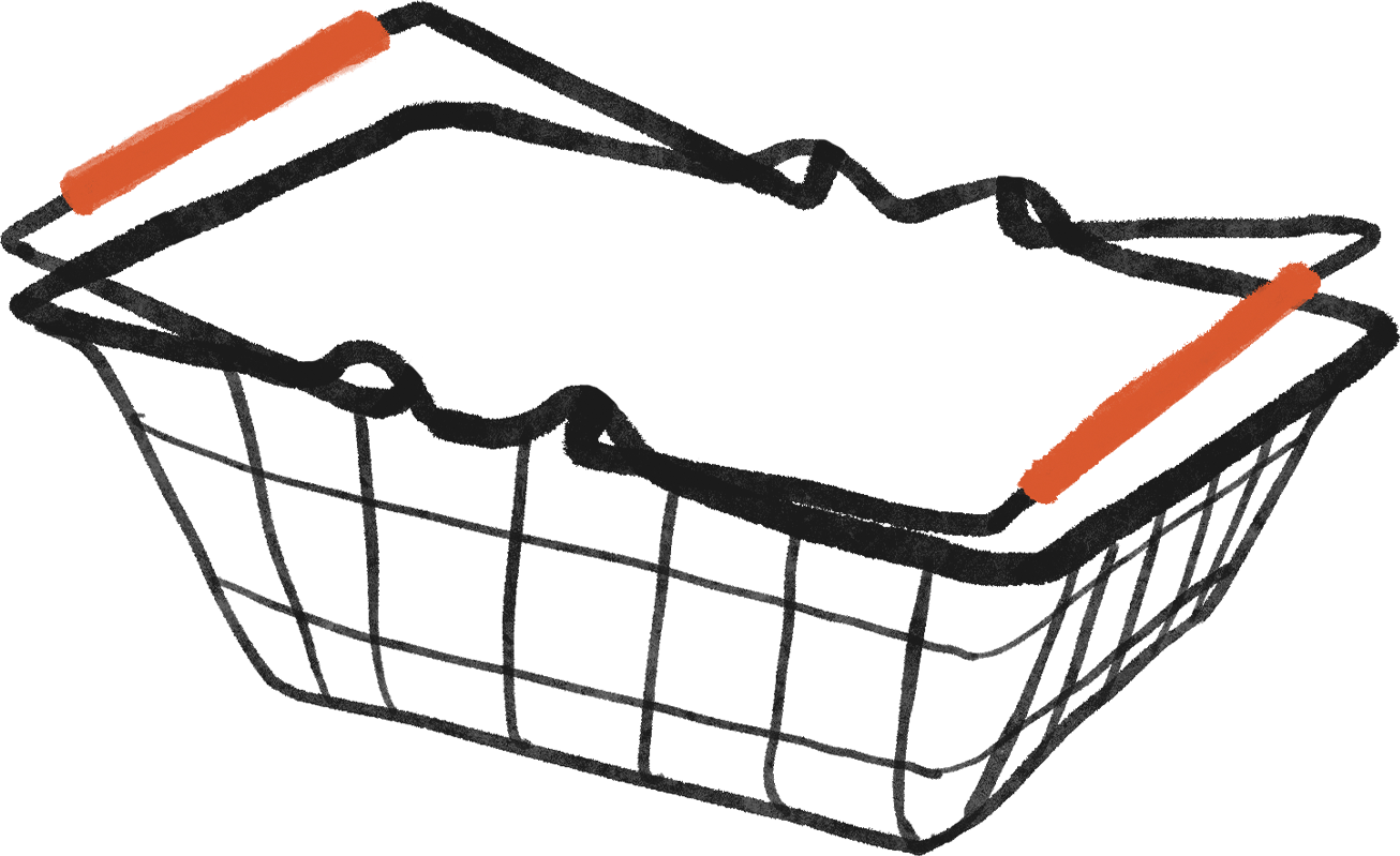 Hand-drawn shopping basket illustration